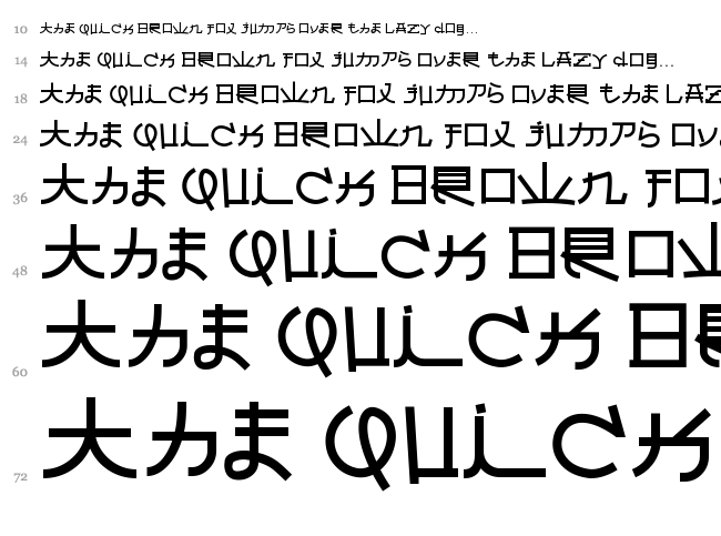 Almost Japanese font waterfall